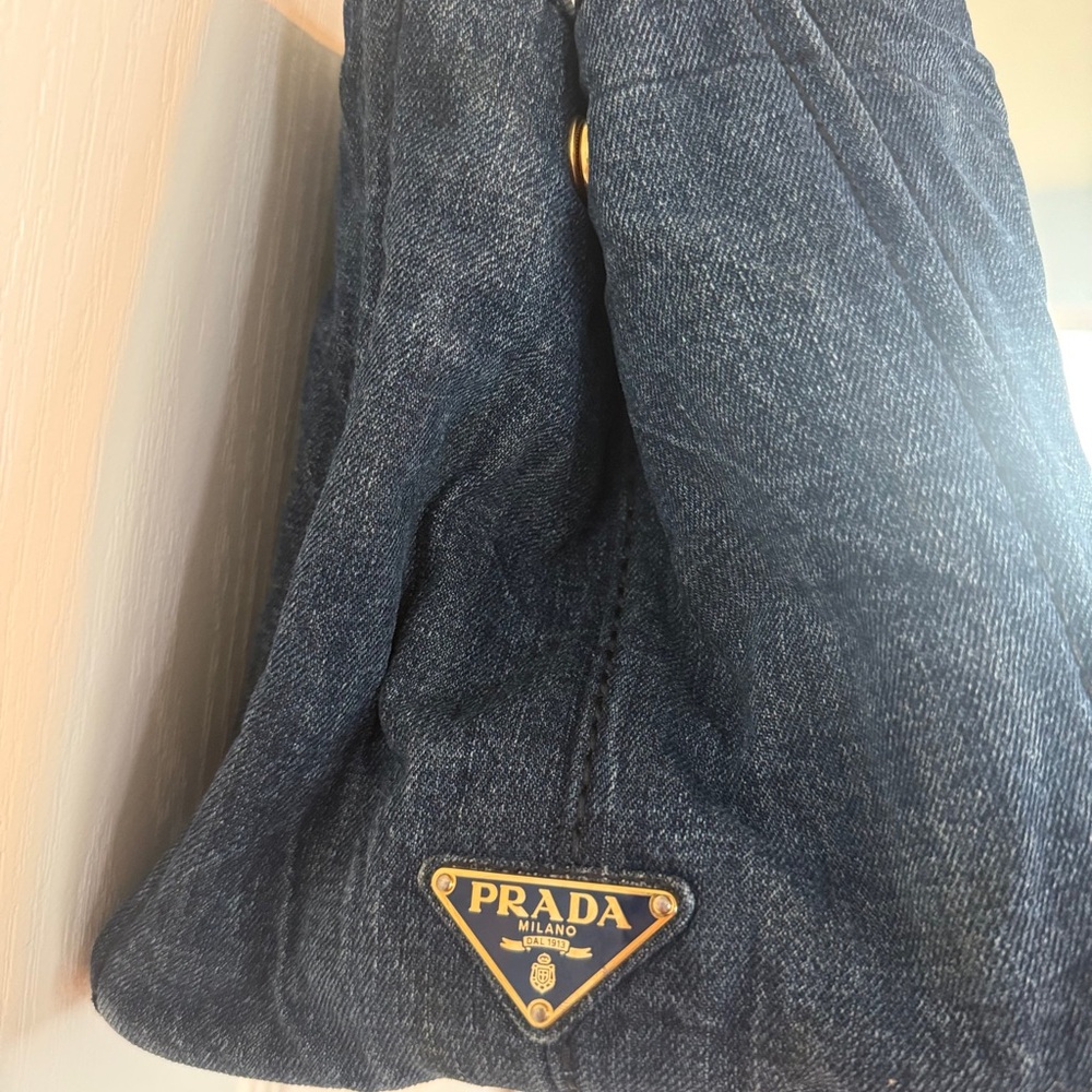 Prada Denim Logo Tote in Blue - Picture 3 of 12
